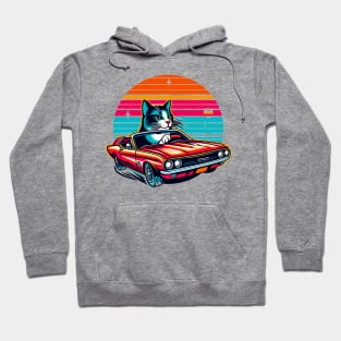 Funny Cat driving a car Hoodie